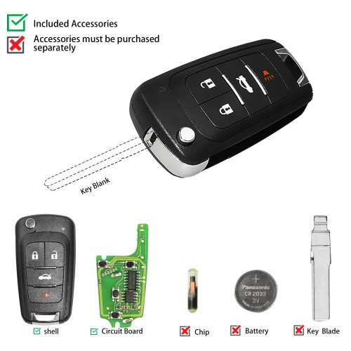 Xhorse XKBU01EN 4 Buttons Wired Universal Remote Key For Buick