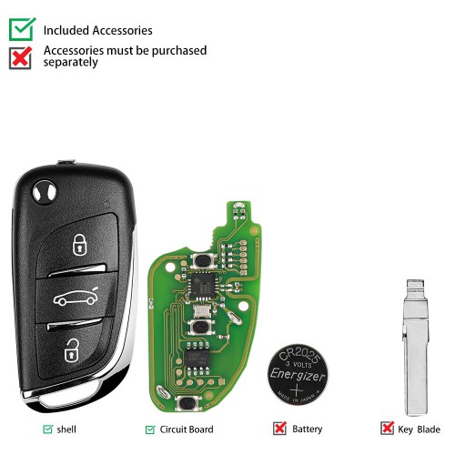 Xhorse VVDI2 3 Button X002 Wire Remote Volkswagen DS Type Remote Key support VVDI Key Tool