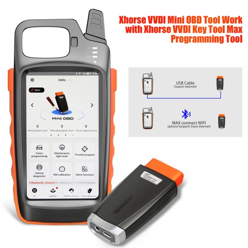 (Ship from UK/EU) Xhorse VVDI Mini OBD Tool  with Diagnosis, Programming, IMMO for VVDI Key Tool Max