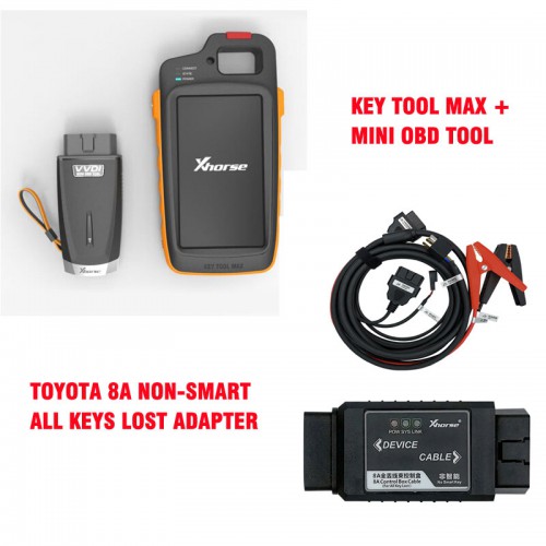(Ship from UK/EU) Xhorse VVDI Key Tool Max + MINI OBD Tool + Toyota 8A  Adapter (Send Free Renew Cable) Full Package