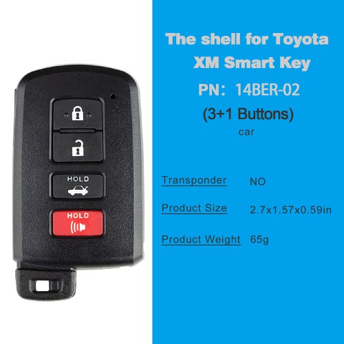 Xhorse VVDI Toyota XM Smart Key Shell 1742 3+1 Buttons 5Pcs/lot