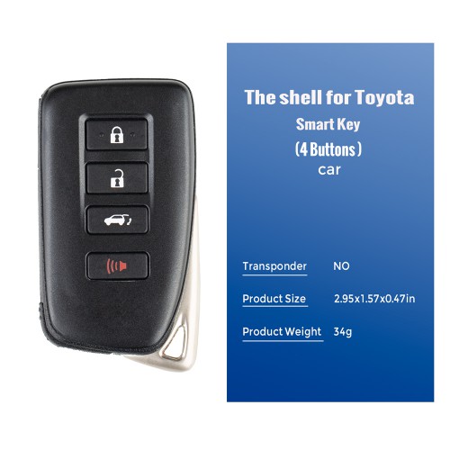 Xhorse VVDI Toyota XM Smart Key Shell 1824 for Lexus 4 Buttons 5pcs/Lot
