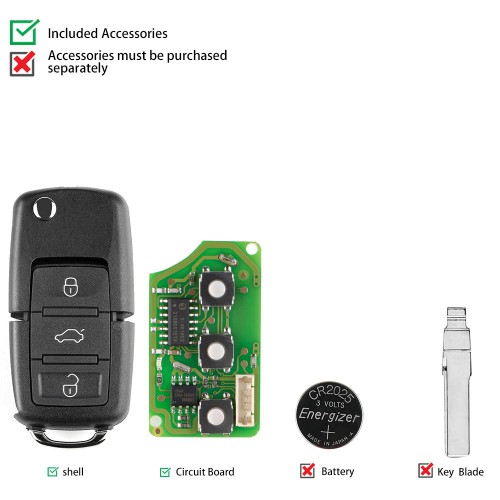 Xhorse VVDI2 Volkswagen B5 Type Special Remote Key 3 Buttons X001-01 Wire Remote for VVDI Key Tool 5pcs/lot