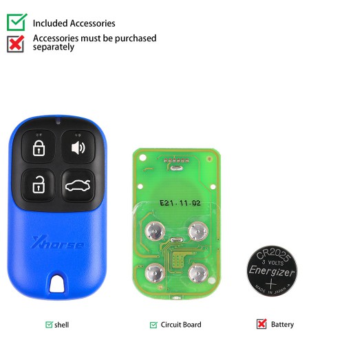 XHORSE XKXH01EN Universal Remote Key 4 Buttons for VVDI Mini Key Tool 5pcs/lot