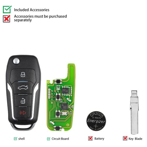 (Mega Sale) Xhorse XKFO01EN X013 Series 4 Button Universal Remote Key For Ford Type