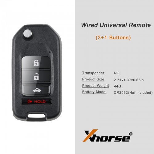 Xhorse XKHO01EN Universal Remote Key Fob 3+1 Button for H-onda Type for VVDI Key Tool English Version