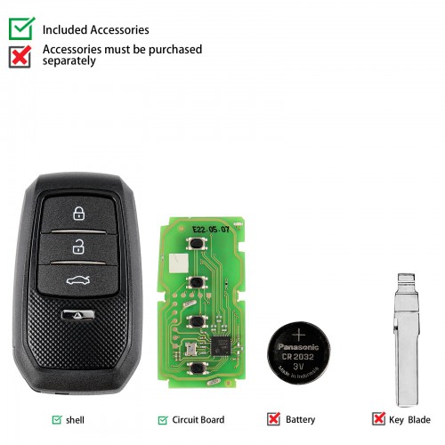 Xhorse XSTO01EN Toyota XM38 Smart Key with Key Shell Supports Rewrite New Released
