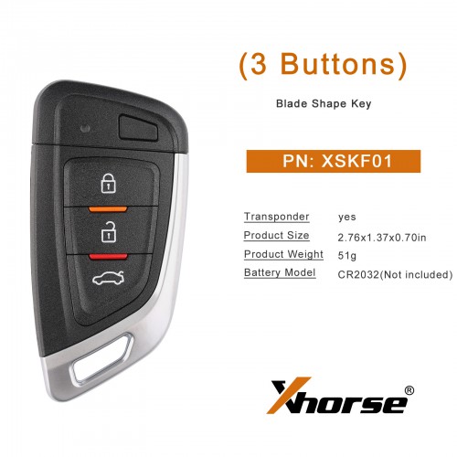 Xhorse XSKF01EN Universal Smart Proximity Key 3 Button Knife Style for VVDI Key Tool