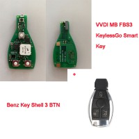 Xhorse VVDI MB Benz FBS3 Keyless Smart key plus 3 Buttons Key Shell Free Shipping