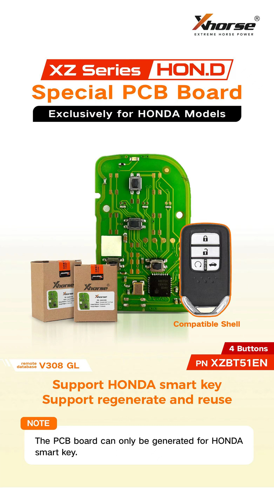 XHORSE XZBT51EN Special PCB Board Exclusively for HONDA Models 5PCS