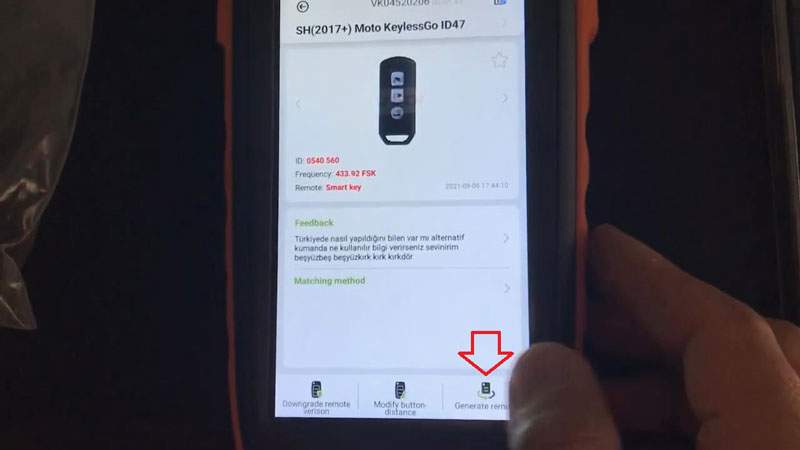 2017+ Honda SH Moto add Xhorse XSMQB1EN Smart Remote