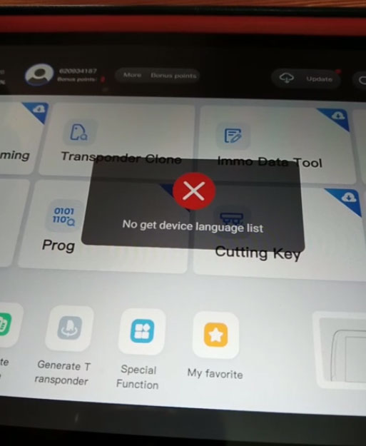 Solve Xhorse VVDI Key Tool Plus No get device language list error